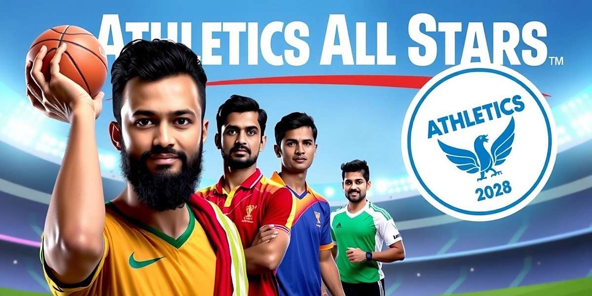 Athletics All Stars game cover featuring Indian athletes in traditional attire with Athletics All Stars watermark